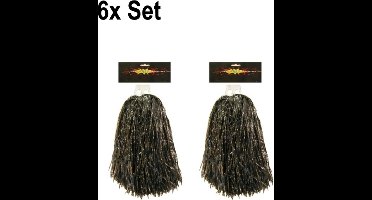 6x Cheerball ringgreep set Zwart - Themaparty - Themafeest sport festival fun party thema feest