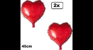 2x Folieballon Hart rood (45 cm) - trouwen huwelijk bruid hartjes ballon feest festival liefde white