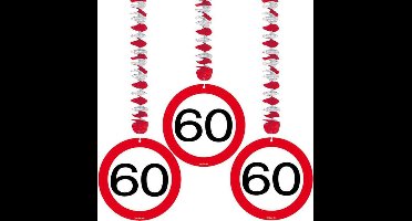 Folat - Hangdecoratie verkeersbord 60 (3 stuks)
