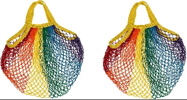 Draagtas - 2x - Pride/regenboog/lhbtiq+ thema kleuren - katoen - 40 x 60 cm