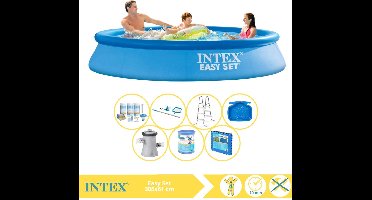 Intex Easy Set Zwembad - Opblaaszwembad - 305x61 cm - Inclusief Onderhoudspakket, Zwembadpomp, Filter, Onderhoudsset, Trap, Voetenbad en Zwembadtegels