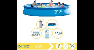 Intex Easy Set Zwembad - Opblaaszwembad - 457x84 cm - Inclusief Afdekzeil, Onderhoudspakket, Filter en Onderhoudsset
