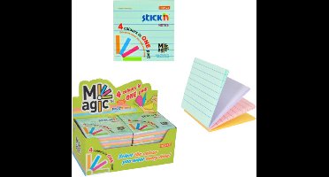 Stick'n Magic Sticky Notes - 12 pack - 76x76mm - 4 Pastel Kleuren - 1200 memoblaadjes