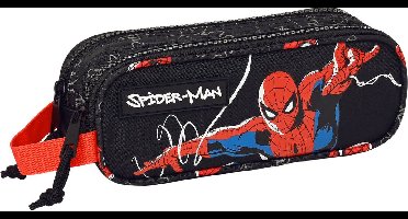 Pennenetui met 2 vakken Spiderman Hero Zwart (21 x 8 x 6 cm)
