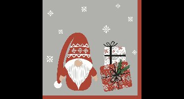 Duni kerst thema servetten - 40x st - 33 x 33 cm - gnoom/kerstman