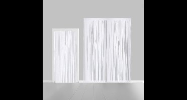 Folie gordijn metallic 2,4 meter x 1 meter wit - festival themafeest huwelijk gala disco glitter and glamour wanddeco