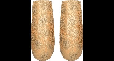 Mica Decorations Vaas - 2x - keramiek - flakes - goud - D21 x H55 cm
