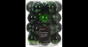 Decoris kerstballen - 50x stuks - 6 cm -kunststof - donkergroen