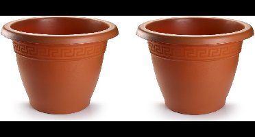 4x stuks bloempotten terra cotta rond diameter 40 cm - Bloemen/plantenbak/plantenpotten van kunststof