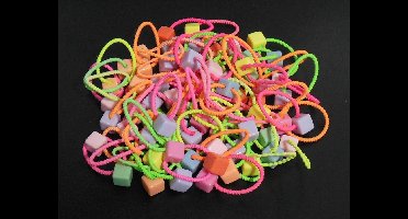 12 stuks mix kinderelastiekjes met blokjes diverse kleuren