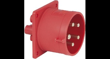 Chassisstekker PCE 913421 CEE 32A 400V 5p Male Rood