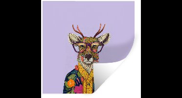 Muurstickers - Sticker Folie - Hert - Dieren - Bloemen - Bril - Hippie - 30x30 cm - Plakfolie - Muurstickers Kinderkamer - Zelfklevend Behang - Zelfklevend behangpapier - Stickerfolie