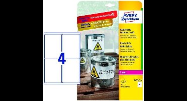 Avery-Zweckform L4774-8 Folie-etiketten 99.1 x 139 mm Polyester folie Wit 32 stuk(s) Permanent hechtend Laser (kleur),