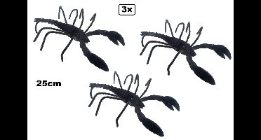 3x Zwarte schorpion 25cm - Halloween horror griezel scary dieren creepy