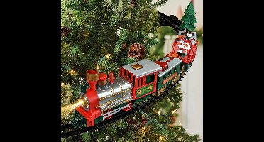 MikaMax Kersttrein Rondom de Kerstboom – Christmas Tree Train Set – 31-delige Kerstdecoratie met Rails, Santa, Licht & Geluid