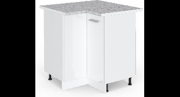 Vicco R-Line Universele hoekkast – 75.6 cm met deur, met werkblad Wit Hoogglans