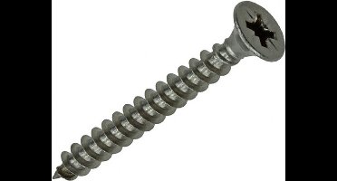 Hout-Schroeven. 4.5 x 40mm.lang. RVS-A2. Spaanplaat-schroef met Plat-Verzonken-Kruis-Kop. 8 stuks. sam.