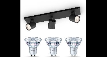 Philips Runner Opbouwspot (Zwart) - Warmwit Licht - Plafondspot met 3 Lichtpunten - GU10 - Niet Dimbaar