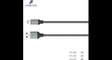 FoneTex Fast Charging Cable USB to 8-pin 1M, TPE, Gray FT-C09