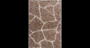 Rugsman Kyoto 014.0067.7222 Vloerkleed - 133 x 195 cm - Bruin - Rechthoekig - Polyester - Woonkamer, Slaapkamer - Effen, Abstract - Shaggy - Hoogpolig, Boho, Modern
