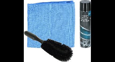 All Ride auto velgen schoonmaken set - borstel/schoonmaak spray/microvezeldoek - velgenreiniger pakket - auto en fiets