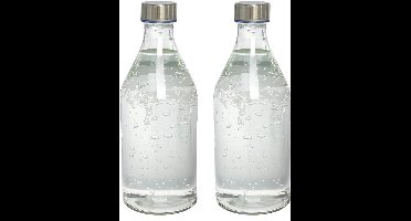 Waterkan - 2x - met deksel - 1L - glas - kurk - waterkaraf - schenkkan - rond