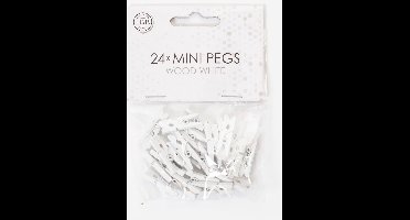 48 Mini houten knijpers Wit - Feest Thema Polaroid Foto Ophangen Klein Knijper