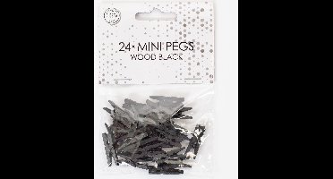 72 Mini houten knijpers Zwart - Feest Thema Polaroid Foto Ophangen Klein Knijper