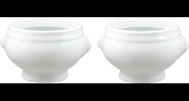 Cosy & Trendy Soepkommen leeuwenkop - Set van 4x stuks - porselein - 12 x 7 cm - Soeptassen/soepkommen