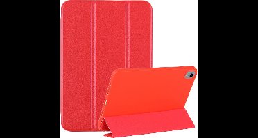 Tablet Hoes geschikt voor iPad Mini 7 (A17 Pro 2024) hoes Rood soft Silicone smart cover - Trifold Hoes geschikt voor iPad Mini 2024 / Mini 6 hoes Triold Bookcase