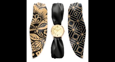 Bill´s Zwitserse Horloge Trendy Satijnen armband - DONKERGOUD - wisselbare armbanden in 3 kleuren