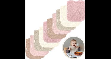 Funnies Slabbetjes 10-Pack Roze Tinten - Set van 10 Zachte Slabbertjes - Grote Slabbers - Kwijldoekjes voor Baby’s en Kinderen - Absorberend, Zacht en Makkelijk Wasbaar - Perfect voor Voeden, Kwijlen en Bescherming van Kleding