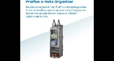 ProPlus 4-Vaks Organizer - Wandorganizer - 34 x 34 x 96 cm - Muurorganizer - Tentorganizer - Caravanorganizer - Tent Schort - Met Rits & Keder - Bevestiging met Klittenband