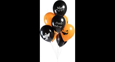 24 Ballonnen 12″ Halloween met print Zwart/Oranje - Halloween Scary Eng Party Thema Feest
