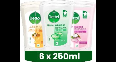 Dettol No-Touch Handzeep Navulling - Aloe Vera - Extra Care Honey & Sheabutter - Sheabutter - 250ML x6