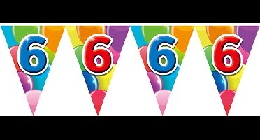 Vlaggenlijn 6 jaar 10 meter - Verjaardag Feestje Vlag Vlaggen Versiering Slinger Feestdecoratie Decoratie