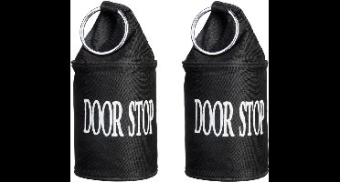 Deurstopper met ring van canvas -  functionele hoogte: 16cm - SET 2-Stuks gevuld met zand - zwart