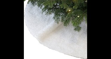 Unique Living kerstboomrok - wit - D90 cm - polyester - pluche - kerstboomkleed