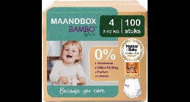 BAMBO Nature Luierbroekjes - Maat 4 (7-12 kg) - 100 stuks Maandbox - 0% onnodige toevoegingen - Ideaal voor de gevoelige huid - Nordic Swan Ecolabel