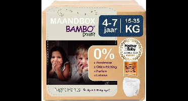 BAMBO Nature Dreamy Nachtbroekjes 4-7 jaar (15-35 kg) - 60 stuks Maandbox - 0% onnodige toevoegingen - Ideaal voor de gevoelige huid - Nordic Swan Ecolabel