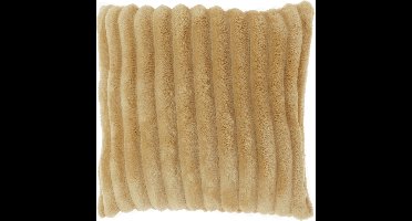 Unique Living Sierkussen Lex - Polyester - Caramel - 50x50 cm - Latte - Brede Rib