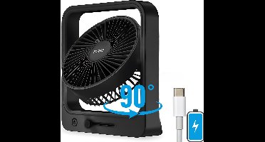 FlinQ Coolcube Tafelventilator - Mini Ventilator voor Bureau of Tafel - USB Oplaadbaar - Draadloos en Roteerbaar - Kleine Ventilator - Fan met Aanpasbare Snelheden - Zwart