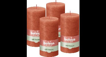 Bolsius - Rustieke Kaars - 4 Stuks - Oranje - 13cm