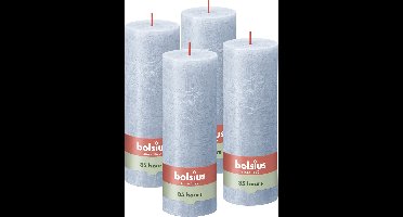 Bolsius - Rustieke Kaars - 4 Stuks - Licht Blauw - Sky Blue - 19cm