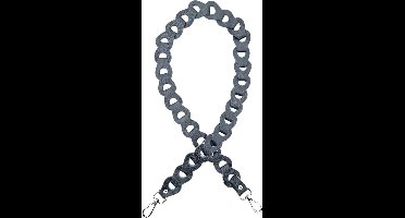 VIQRI - Leder Tashengsel - Gevlochten - Kwaliteit - Tassen riem - Zwart - Festival - Bag Strap - Zilver - 110 cm