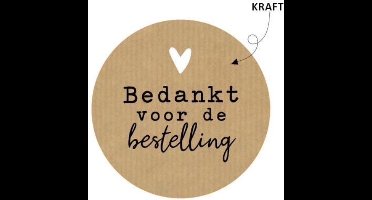 KP etiket Bedankt voor de bestelling | kraft | diameter 50 mm | rol van 250 stuks