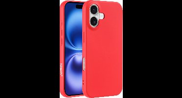 Hoesje Geschikt voor iPhone 16 – Zacht siliconen liquid backcover – Rood