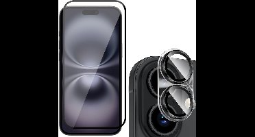 Privacy Screenprotector & Camera geschikt voor iPhone 16 Plus - Volledig Dekkend Gehard Glazen Tempered Glass Krasbestendig