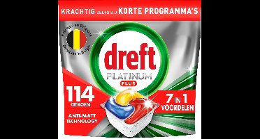 Dreft Platinum Plus All In One - Vaatwastabletten - Anti-dofheidstechnologie Citroen - Voordeelverpakking 6 x 19 Capsules