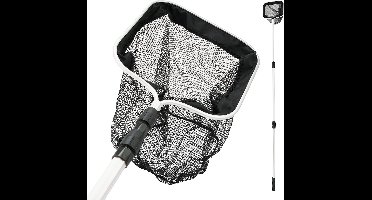 Eurocatch - Schepnet Zwembad - Vijvernet - Fijnmazig - Stevig - Telescopische Steel 1.80m - 30x 30cm - Zwart